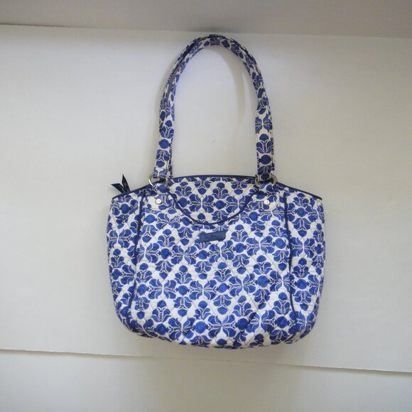 VERA BRADLEY Glenna Shoulder Bag Tote COBALT TILE Zipper Top Blue White Purse - Picture 5 of 15